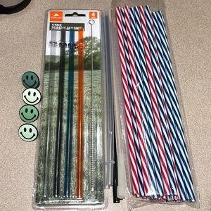37 Pc. Water Bottle Straws, Cleaning Brush, & Straw Charms
